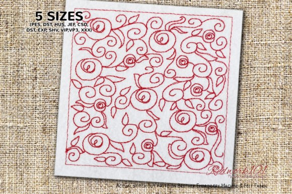 Abstract Rose Pattern: A Versatile Embroidery Design