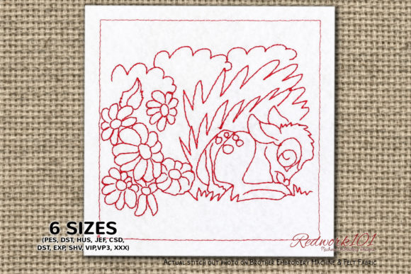 Baby Deer Sleeping Redwork: A Charming Embroidery Design