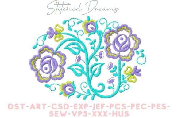 Captivating Oval Shaped Flowers Embroidery