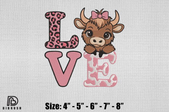 Charming Love Cow Valentine Embroidery Design