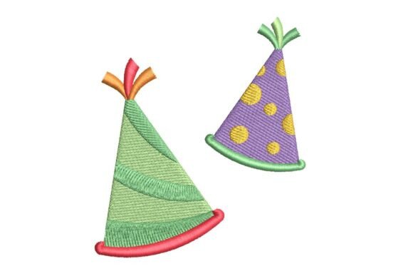 Cheerful Colorful Party Hats Embroidery Design