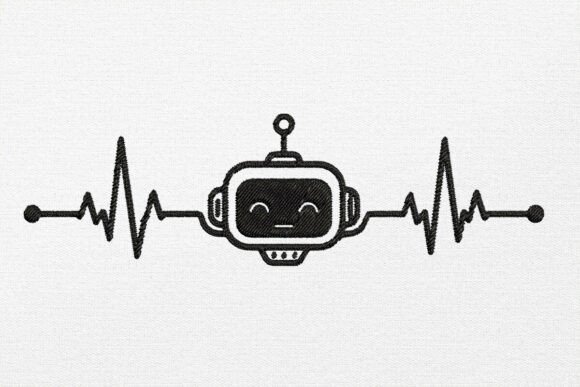 Cute Robot Heartbeat Embroidery Design Review
