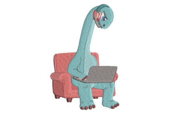 Gamer Brachiosaurus: A Unique Embroidery Design