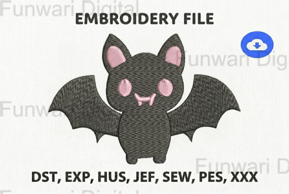 Kawaii Goth Bat: A Unique Embroidery Design