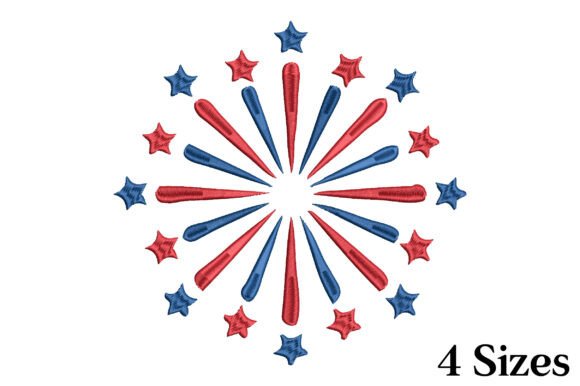 Patriotic Firework Burst Embroidery Design